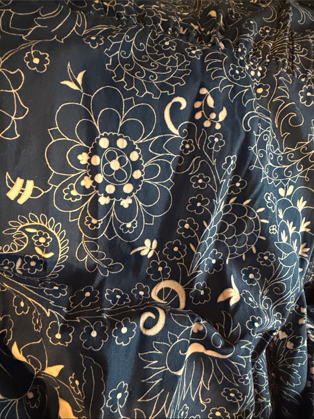 Time and Tru Navy Dress with Cream Paisley Print